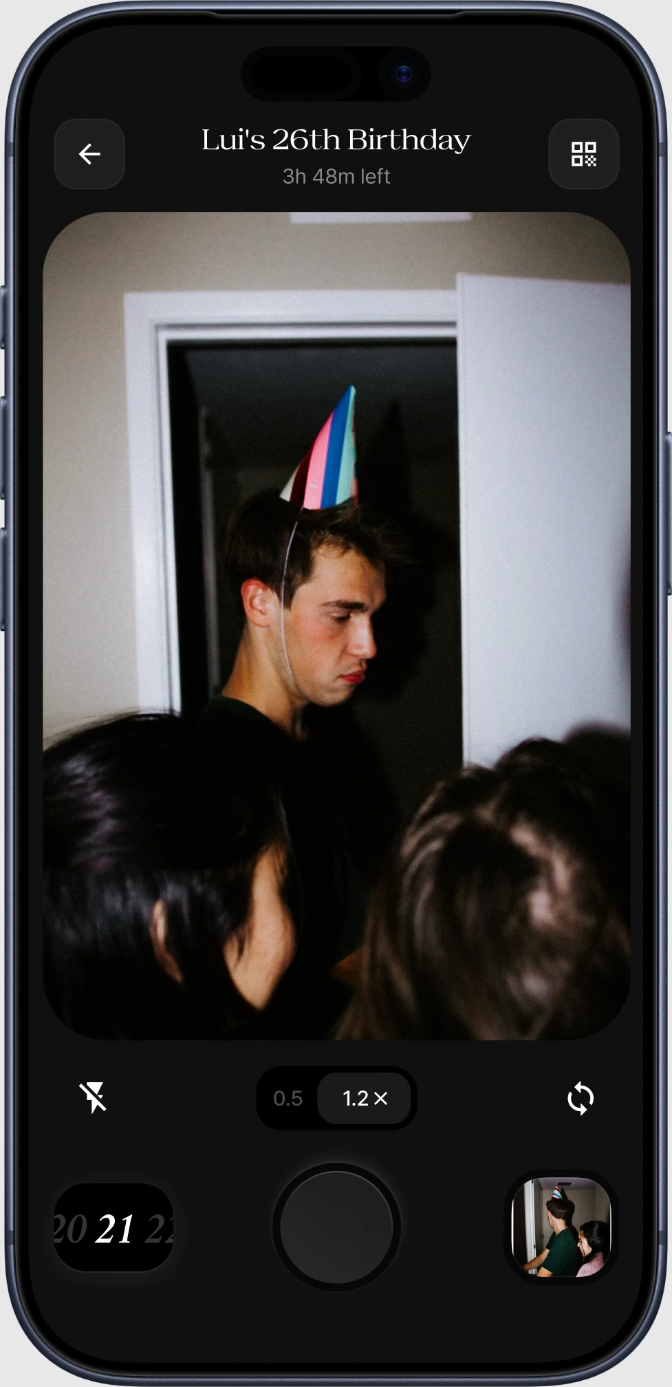Once birthday camera view