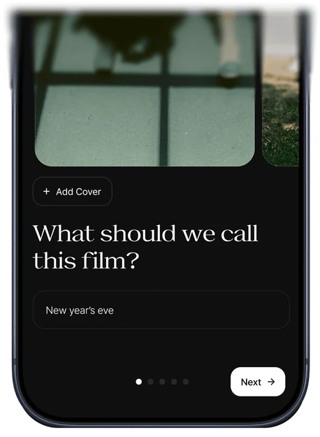 Once screen for creating a new shared film