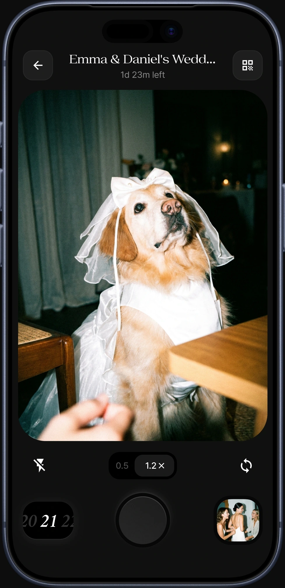 Once wedding camera view