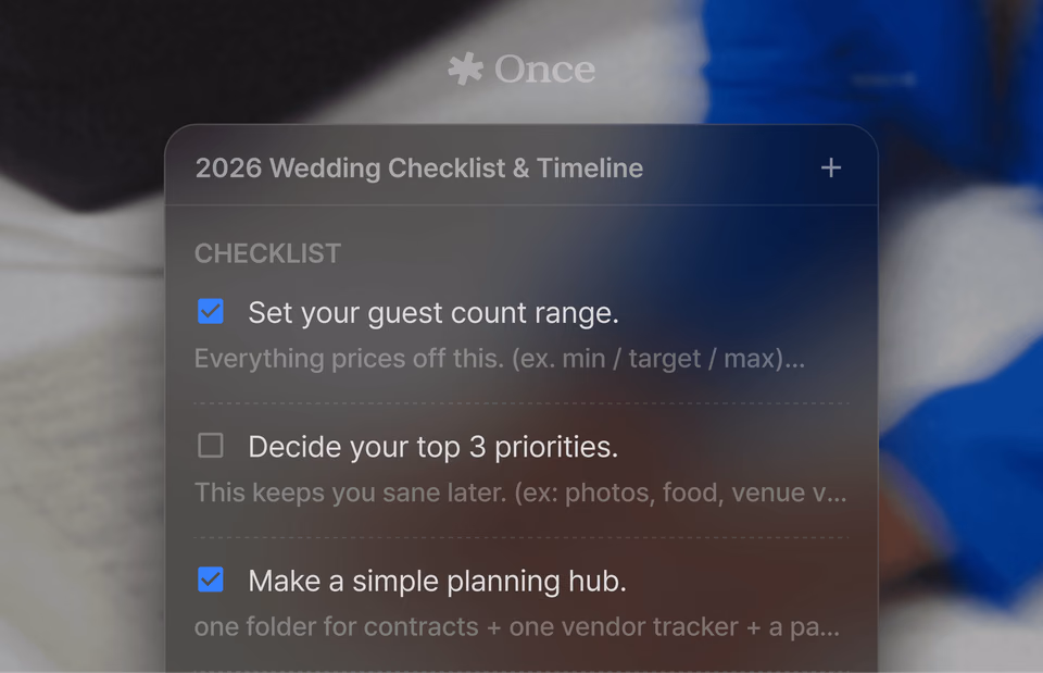Cover image for 2026 Wedding Checklist & Timeline (Free Google Doc)